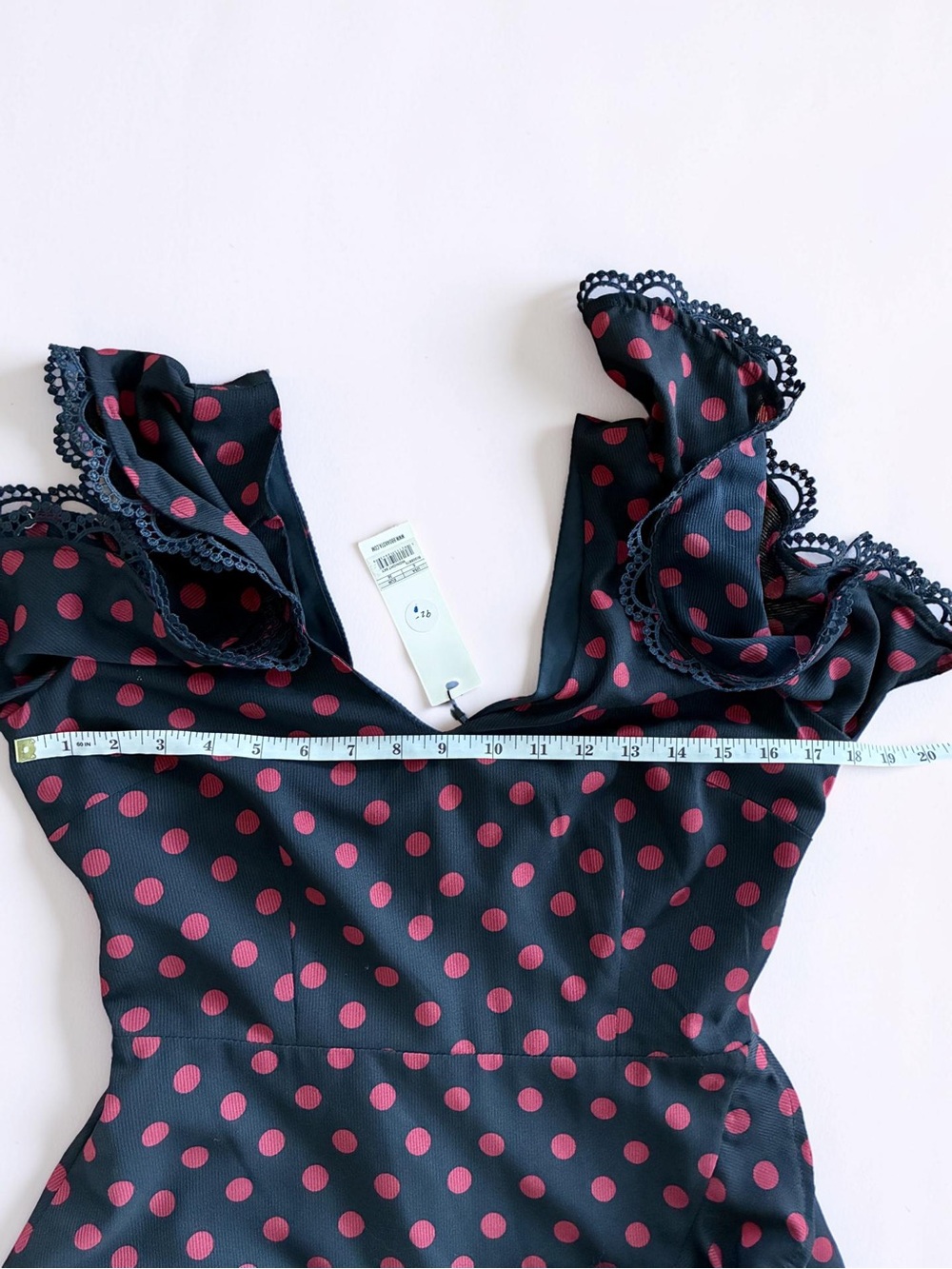 BB Dakota Navy Dress with Red Dot Print and V-Back - Picture 8 of 8
